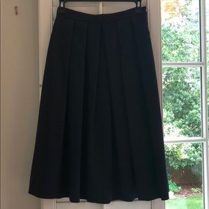 Tibi navy pleated full midi skirt